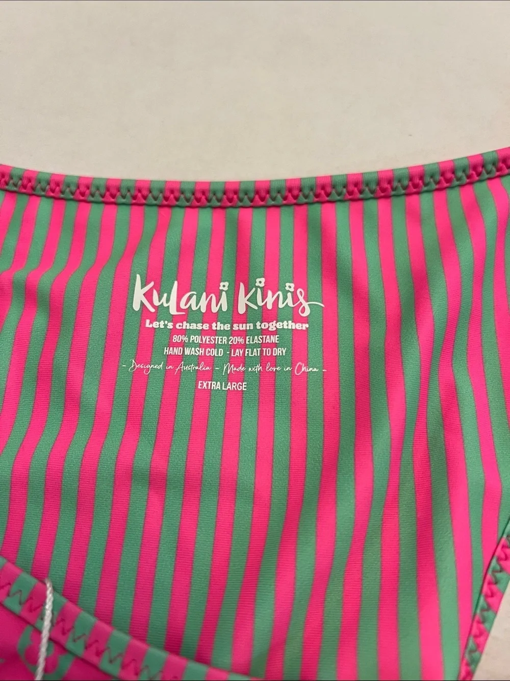 KULANI KINIS BIKINI SWIM BOTTOMS SIZE XL PINK & GREEN NEW WITH TAGS